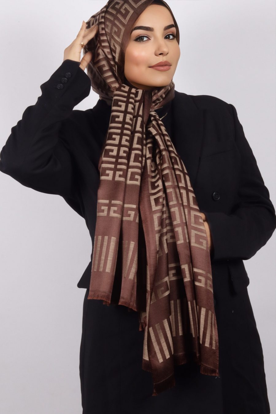 Dareia Viscose Silk Greek Print Hijab - Image 2