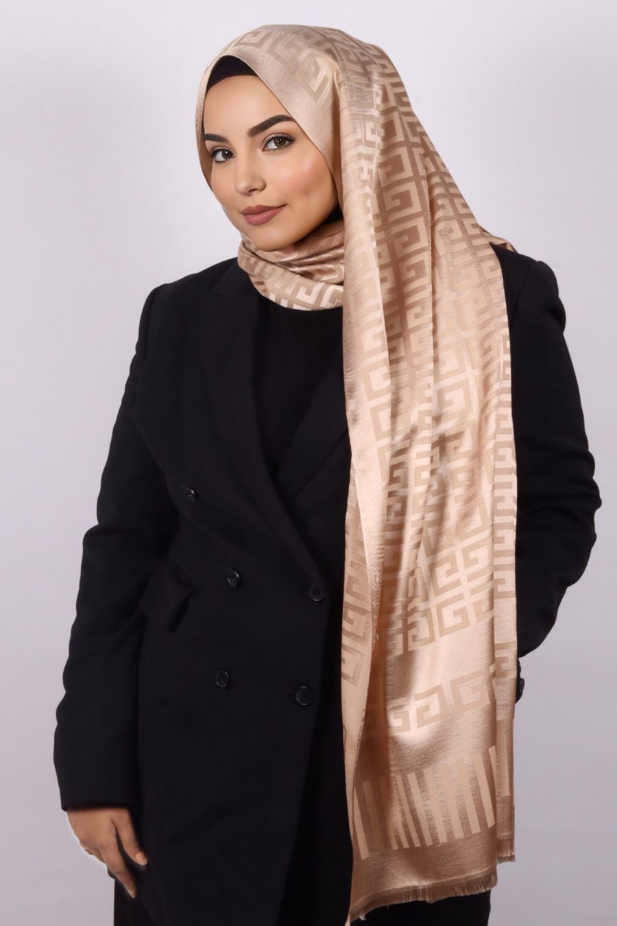 Thea Viscpse Silk Greek Print Hijab - Image 3