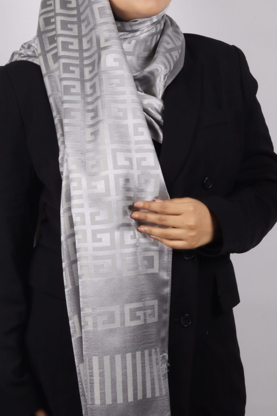 Athena Viscose Silk Greek Print Hijab - Image 3