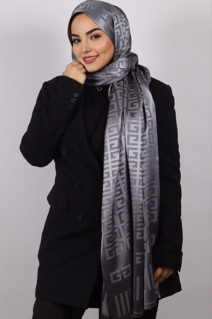 Artmesis Viscose Silk Greek Print Hijab - Image 2