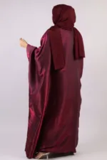 Moroccan Kaftan Organza Abaya - Burgundy Blush - Image 6