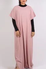 Inner Layering Half-Sleeve Dress / Slip – Pastel Pink