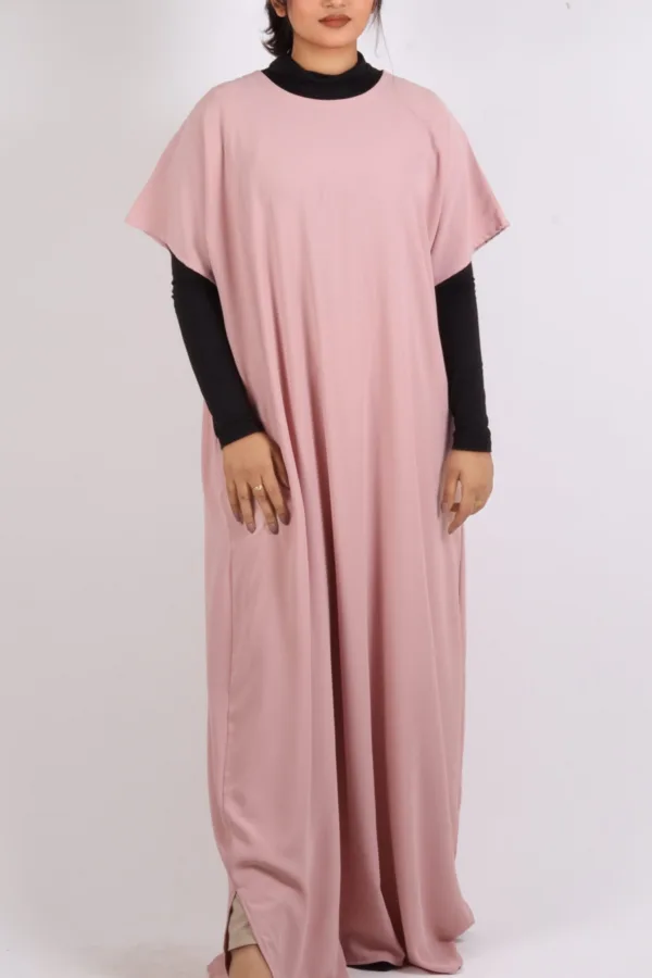 Inner Layering Half-Sleeve Dress / Slip – Pastel Pink - Image 1