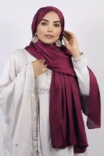 Wine Rose Muna Satin Hijab - Image 3