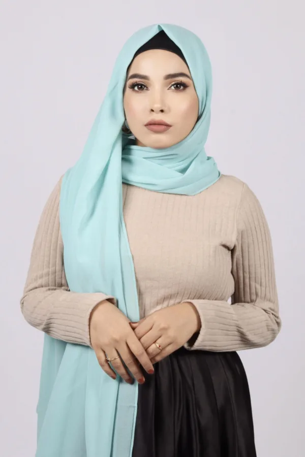 054FFB3E-DBDB-4077-BCE6-C74202446421-2.jpeg Aqua Green Premium Chiffon Hijab - Image 1