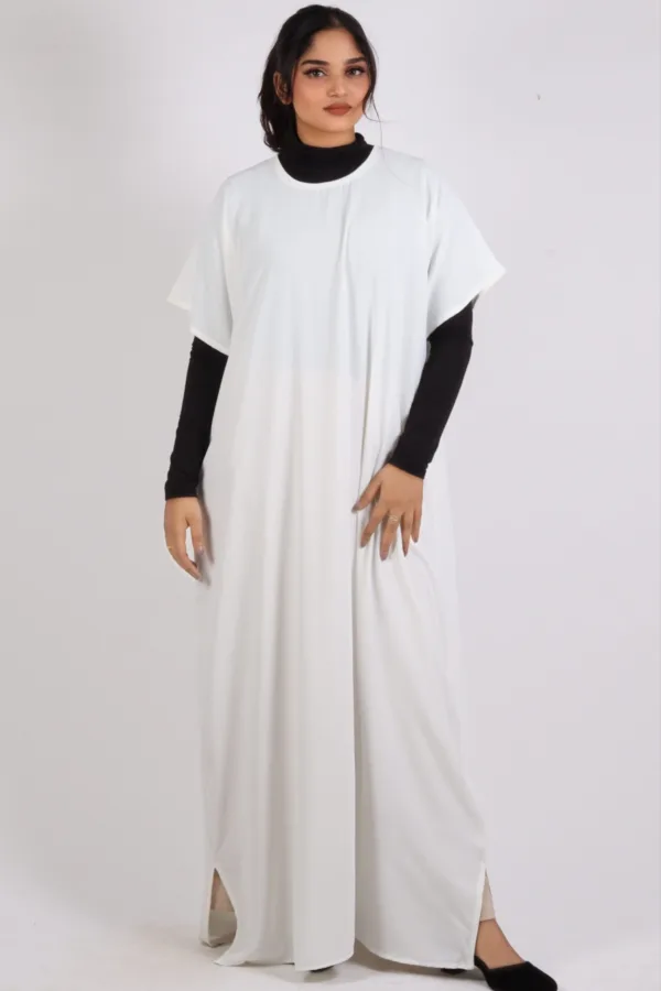 Inner Layering Half-Sleeve Dress / Slip – White - Image 1