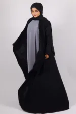 Ariana Full Umbrella Pleat Front Open with Black Diamond Trim - Midnight - Image 7