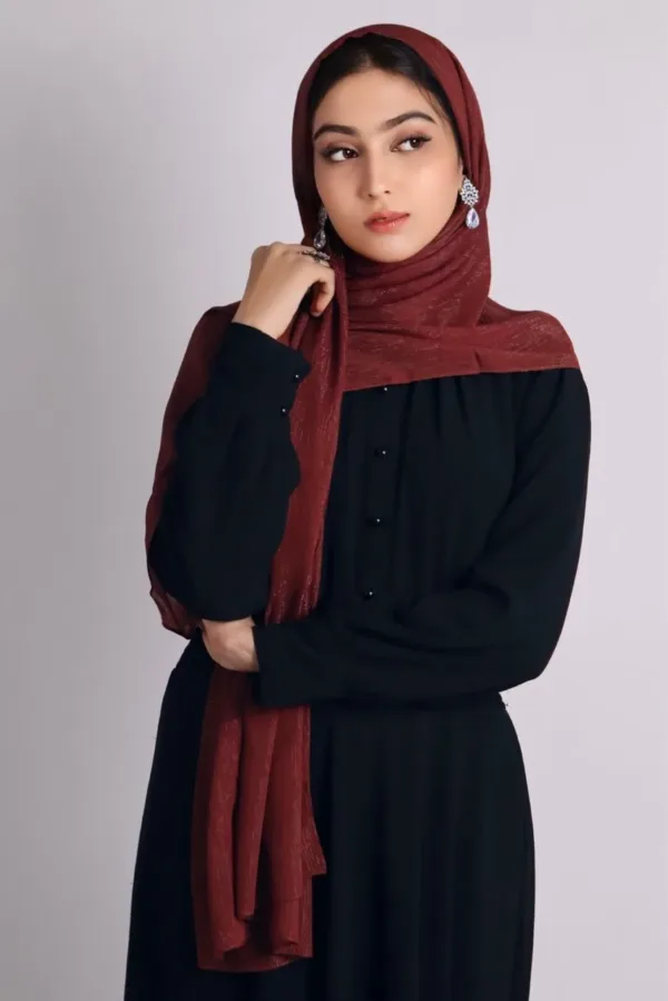 Bronze Brown Shimmer Chiffon Hijab - Image 2