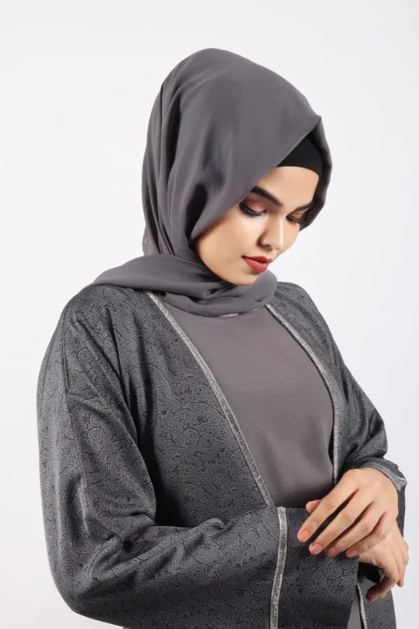 Malika 3-piece Luxury Crystal Emirati Abaya Set - Image 4