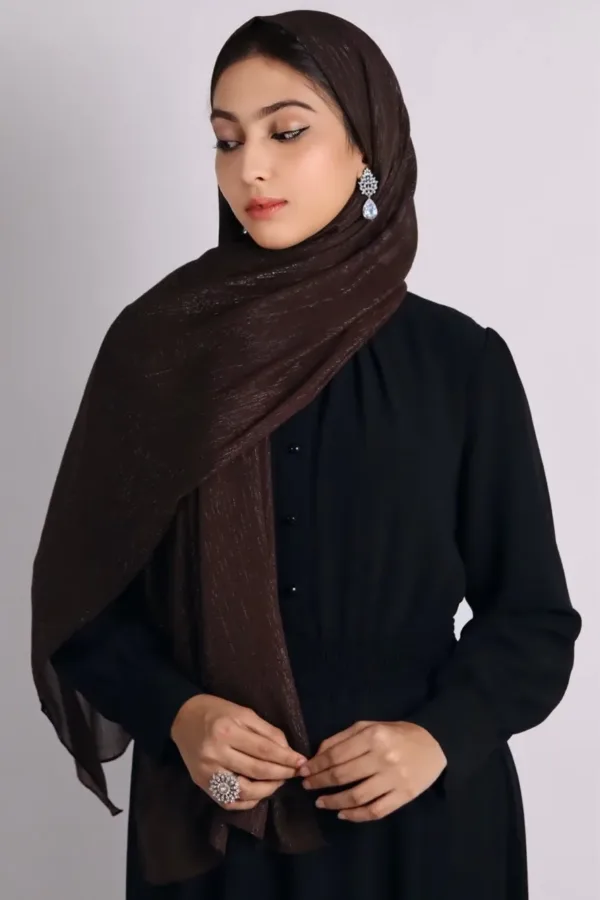 Chocolate Shimmer Chiffon Hijab - Image 3