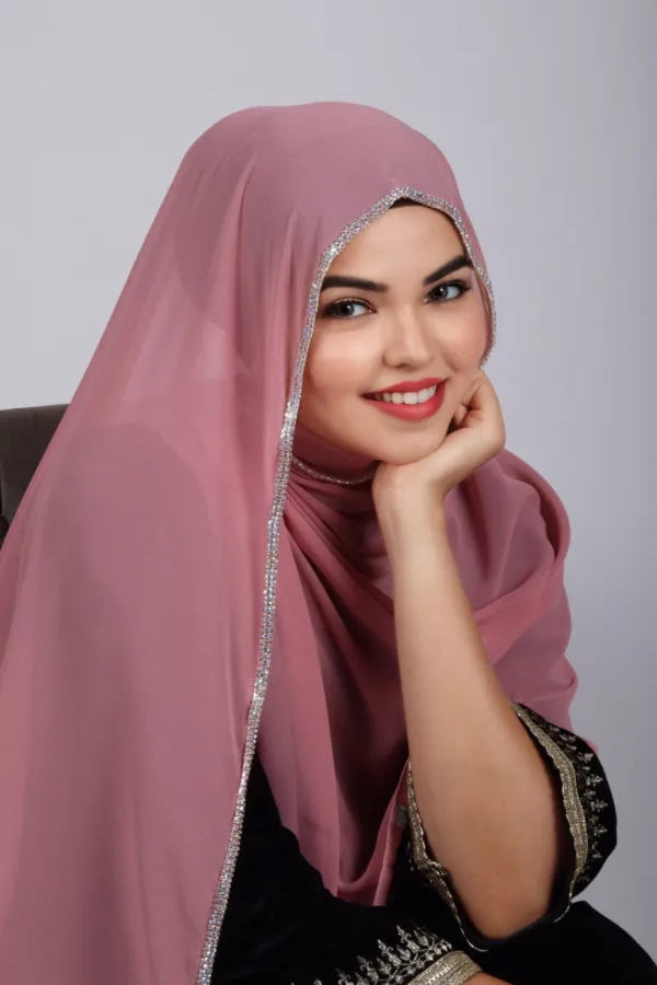 Pink Crystal Hijab - Image 1