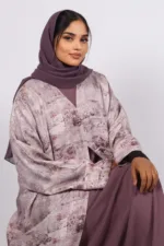 Zephyra Turkish Linen 3-piece Abaya set - Dusty Lilac - Image 3