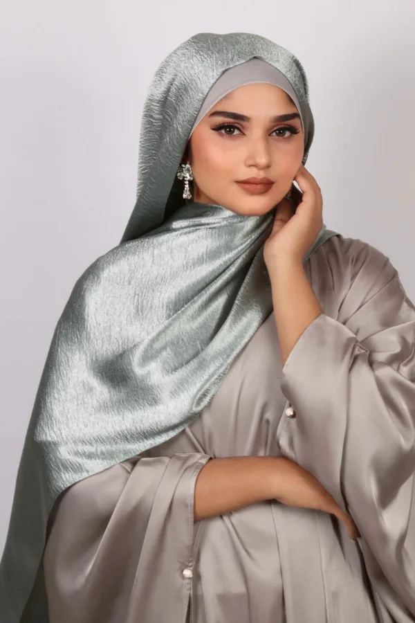 Frozen Mint Marble Satin Hijab - Image 3