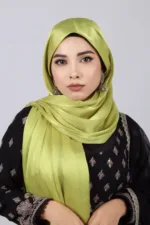 Lime Gold Organza Shimmer Hijab - Image 2