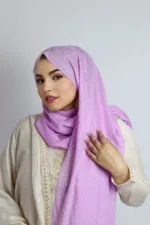 Lavender Cotton Stone Drop Hijab - Image 3