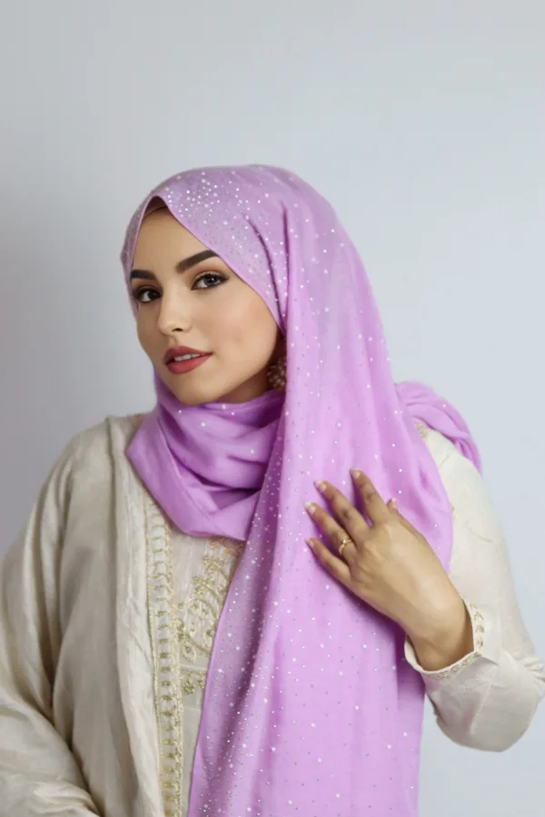 Lavender Cotton Stone Drop Hijab - Image 3
