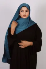 Peacock Blue Medina Silk Hijab - Image 2