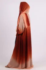 Mehtab Sparkling Glitter Dual Tone Abaya with Front Open - Sahara Sand - Image 3