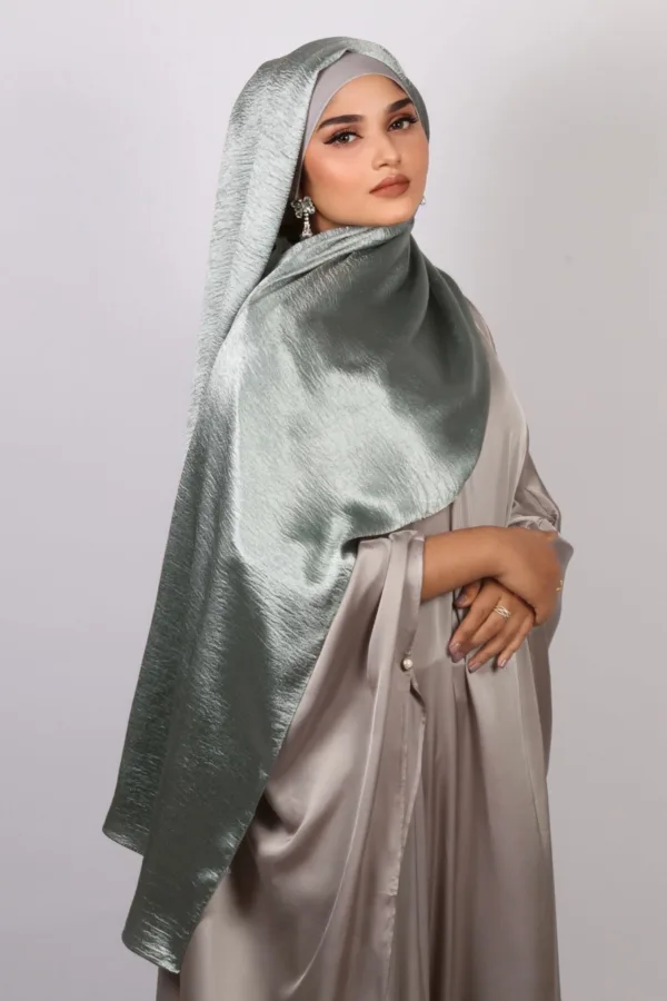 Frozen Mint Marble Satin Hijab - Image 2