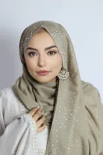 Nude Beige Cotton Stone Drop Hijab