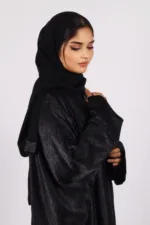 Nadira Luxury Kaftan Front Open with Black Diamond Trim - Kohl - Image 4