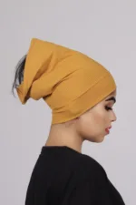 Mustard Ribbed Tube Cap - Image 2