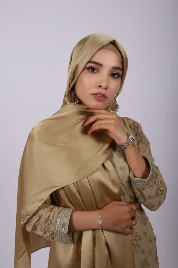 Soft Gold Muna Satin Hijab - Image 2