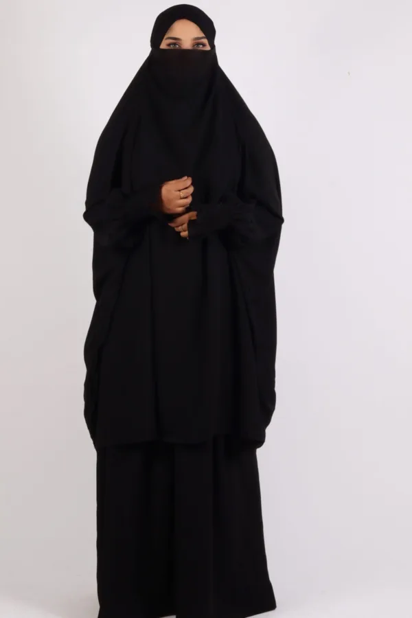 Ehram Firdaus Jilbab 2-Piece Set with In-Built Niqab - Black - Image 3