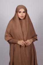 Haya Premium Nida Jilbab 3-Piece Set with Niqab - Nude Beige - Image 2
