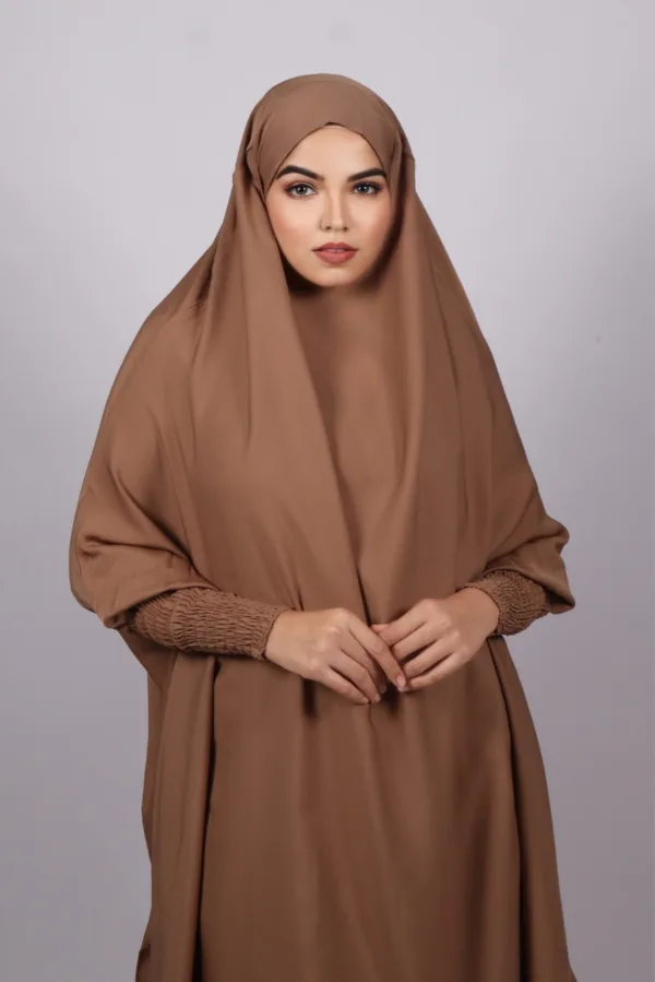 Haya Premium Nida Jilbab 3-Piece Set with Niqab - Nude Beige - Image 2