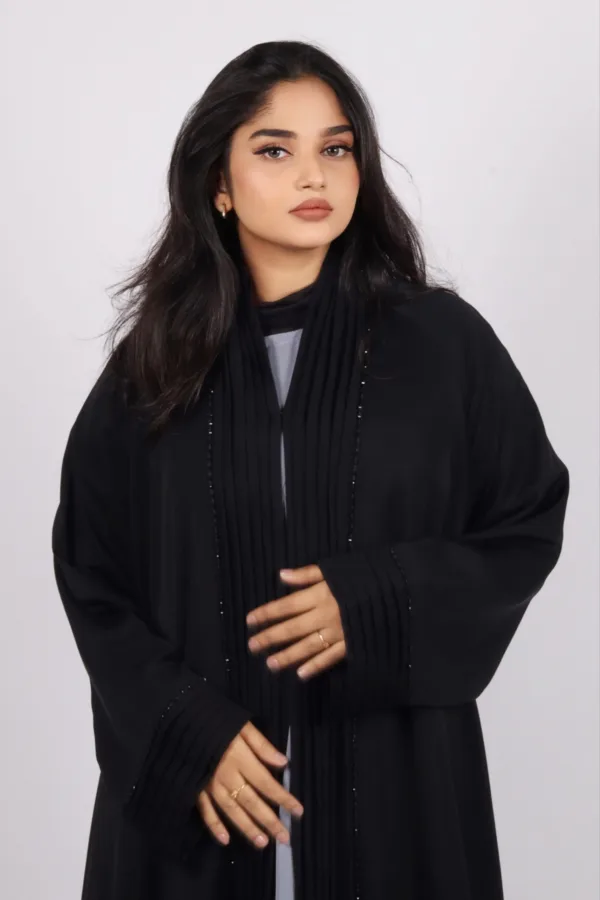 Ariana Full Umbrella Pleat Front Open with Black Diamond Trim - Midnight - Image 2