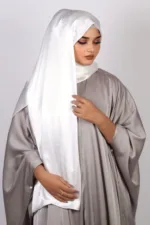 Snow White Marble Satin Hijab - Image 2