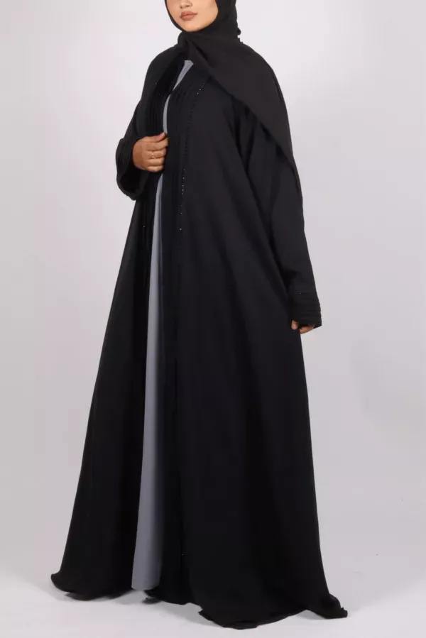 11766746-09A5-4F9F-8199-B30F585C16B4.jpeg Ariana Full Umbrella Pleat Front Open with Black Diamond Trim - Midnight - Image 1