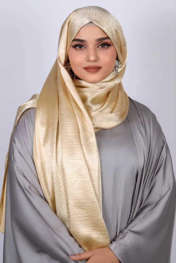 Antique Gold Marble Satin Hijab - Image 3