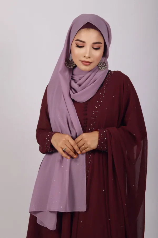 Lilac Pink Glitter Chiffon Hijab - Image 2