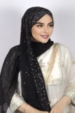 Black Moon Drop Chiffon Hijab - Image 3