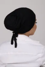 Black Tieback Hijab Cap - Image 2