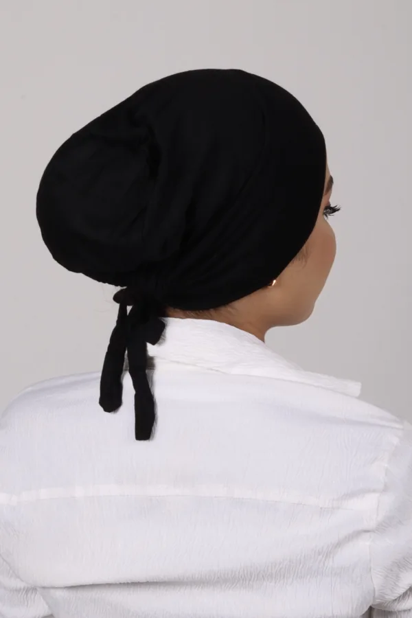 Black Tieback Hijab Cap - Image 2