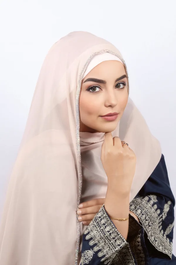 Light Nude Crystal Hijab - Image 2