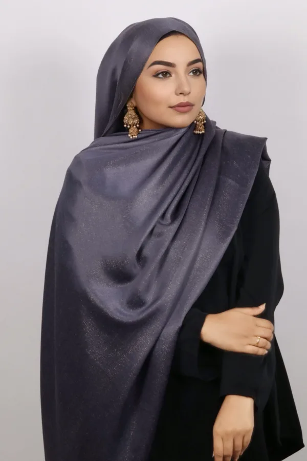 French Navy Shimmer Viscose Hijab - Image 2