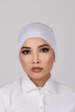 White Tieback Hijab Cap - Image 2