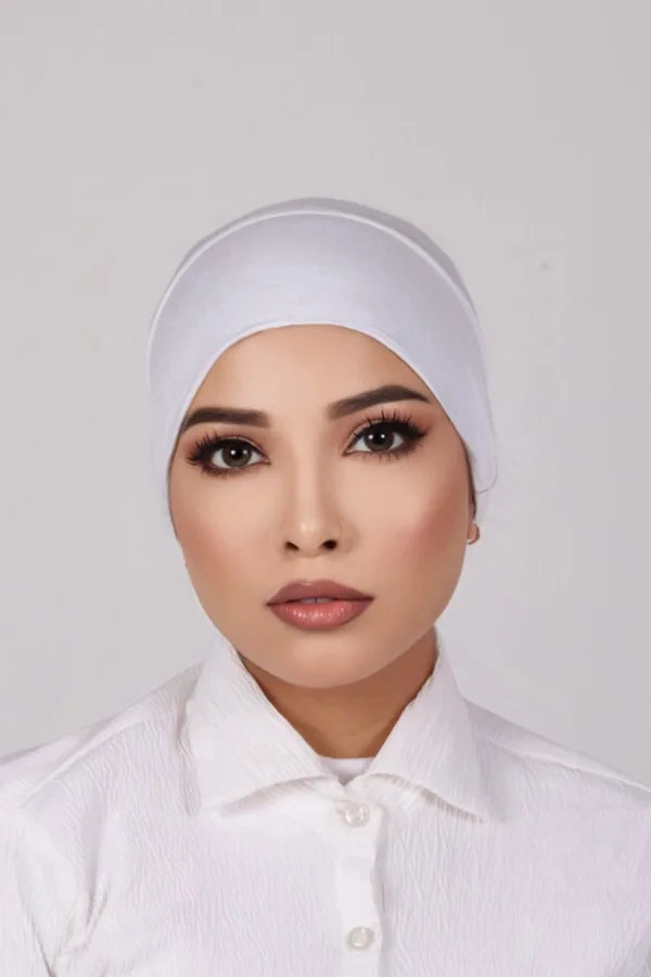 White Tieback Hijab Cap - Image 2