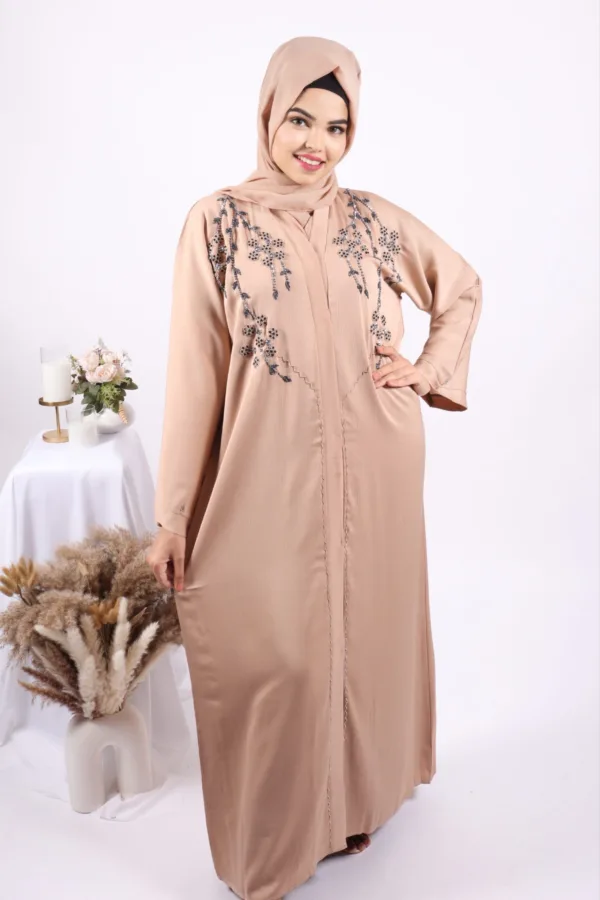 Imani Luxury Handwork Front Open Emirati Abaya - Image 4