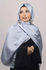 Pastel Blue Turkish Silk Hijab - Image 2