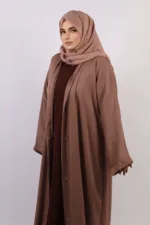Zara Everyday Zoom Abaya Front Open with pocket - Mocha Latte - Image 2