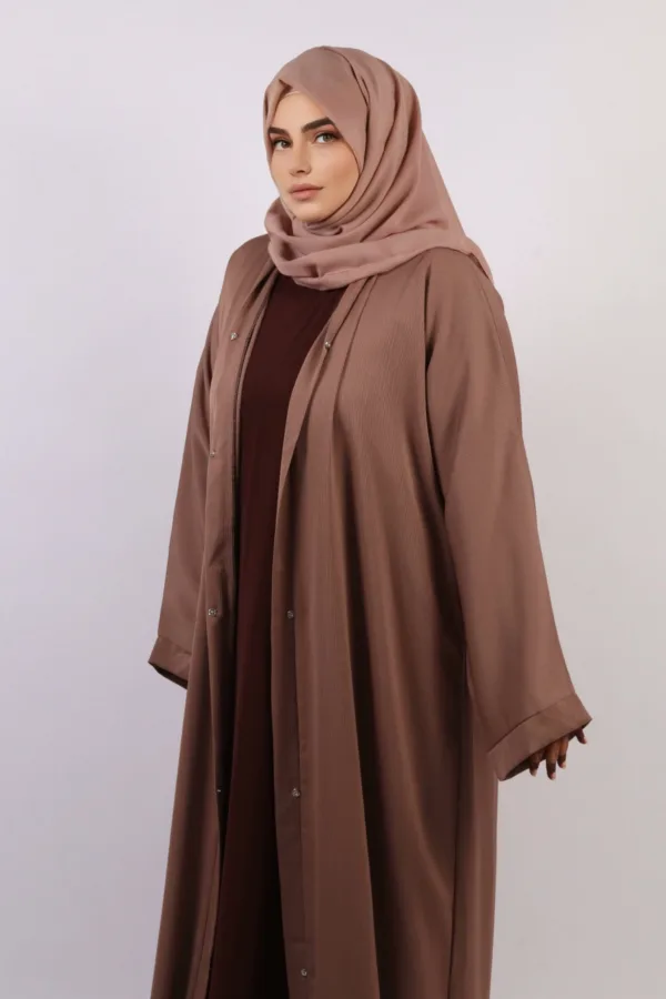 Zara Everyday Zoom Abaya Front Open with pocket - Mocha Latte - Image 2