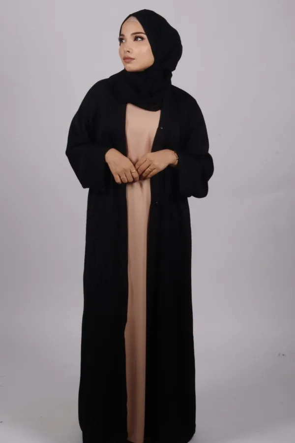 Zara Everyday Zoom Abaya Front Open with pocket - Black - Image 3