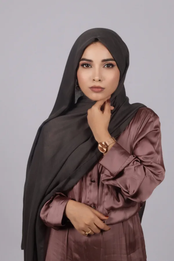 Charcoal Classic Cotton Hijab - Image 3