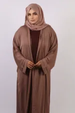 Zara Everyday Zoom Abaya Front Open with pocket - Mocha Latte - Image 3