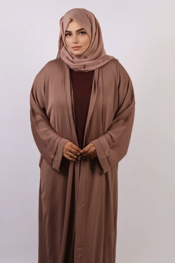 Zara Everyday Zoom Abaya Front Open with pocket - Mocha Latte - Image 3
